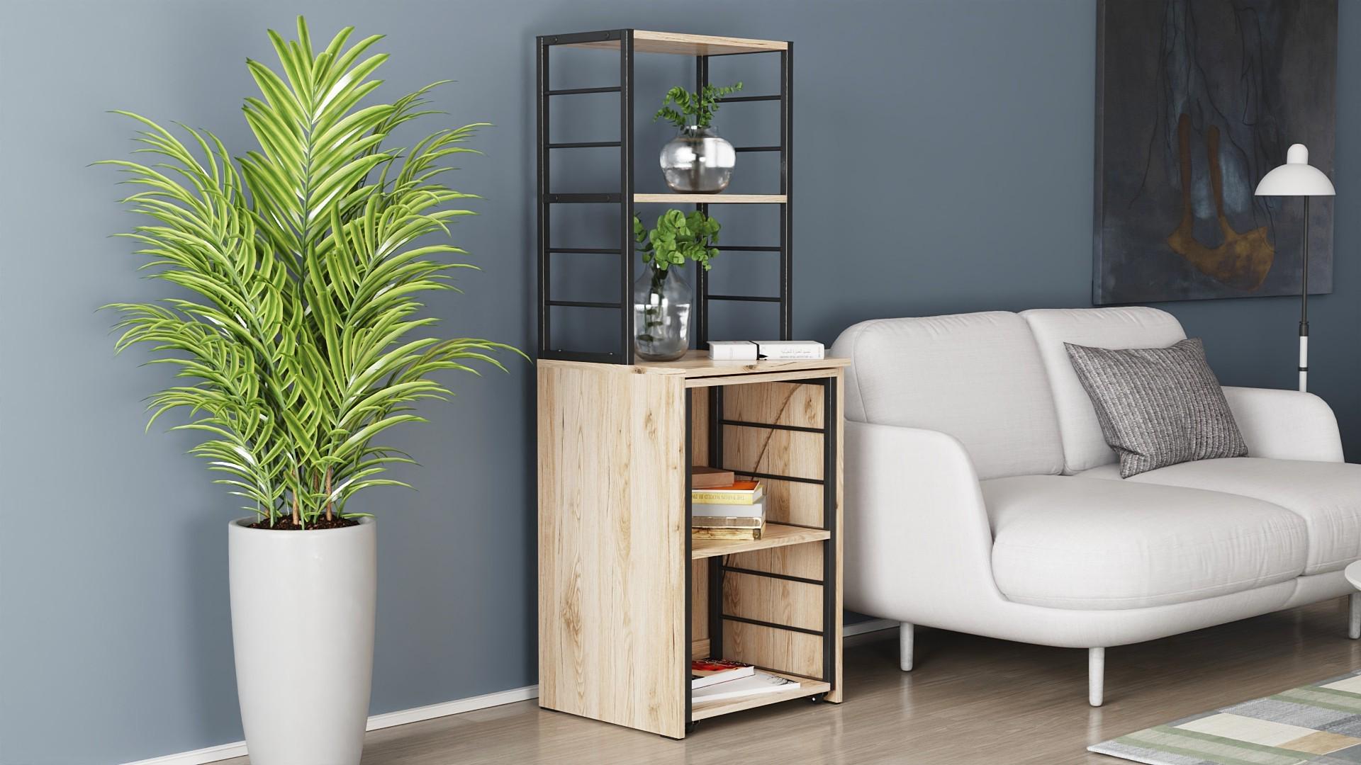 Стіл-тумба трансформер Ferrum-decor Смарт 3/1 з етажеркою метал/ДСП 16 мм 1430x1450x500 мм Чорний/Дуб Сан-Марино (FRD-105110) - фото 8 Стіл-тумба трансформер Ferrum-decor Смарт 3/1 з етажеркою метал/ДСП 16 мм 1430x1450x500 мм Чорний/Дуб Сан-Марино (FRD-105110) - фото 8