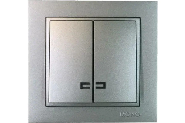 Выключатель двухклавишный с подсветкой Mono Electric DESPINA Антрацит (16162)