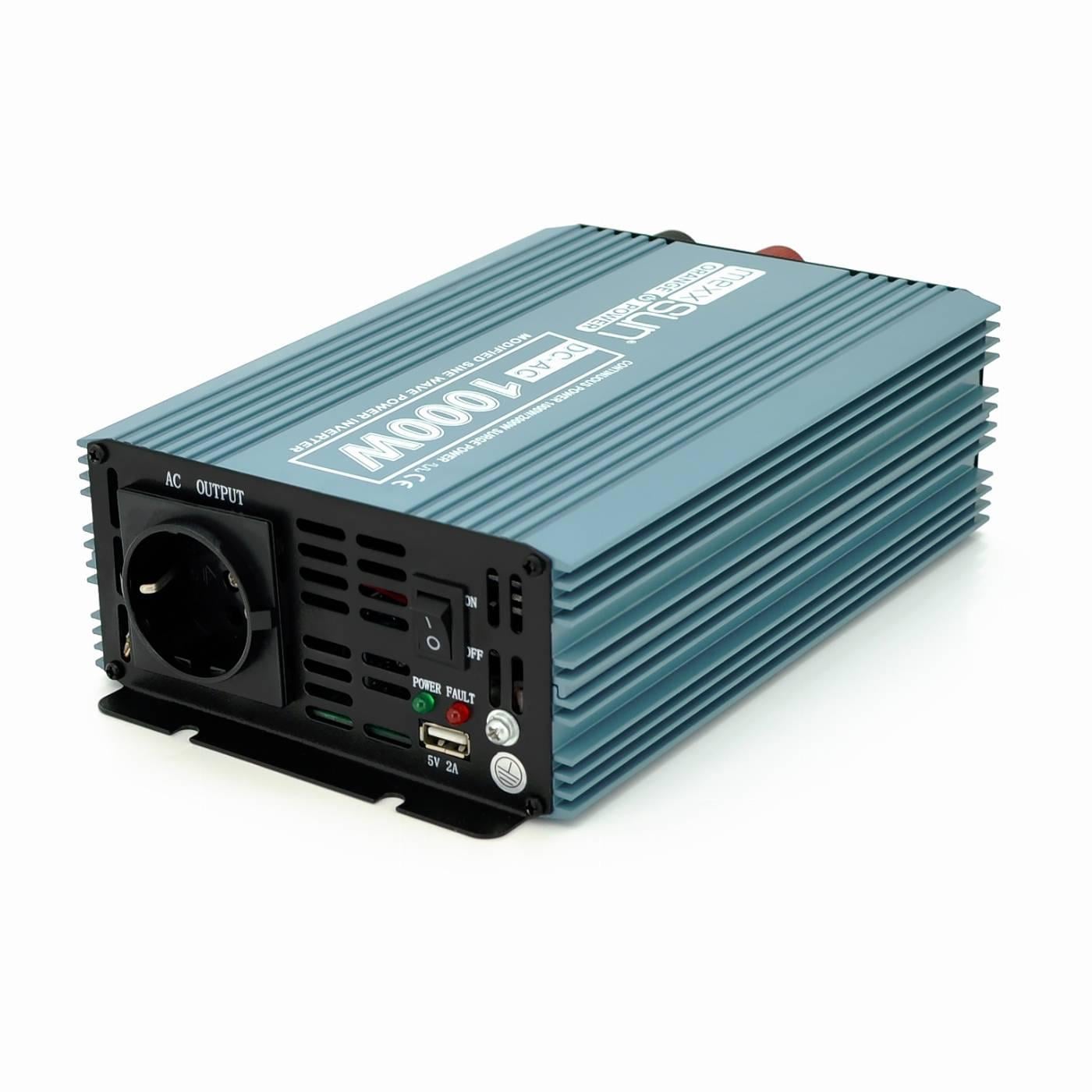 Інвертор напруги Mexxsun MXS-1000 Q6 12V/220V 1000W з модифікованою синусоїдою 1 Shuko 1 USB клемні дроти (32696)