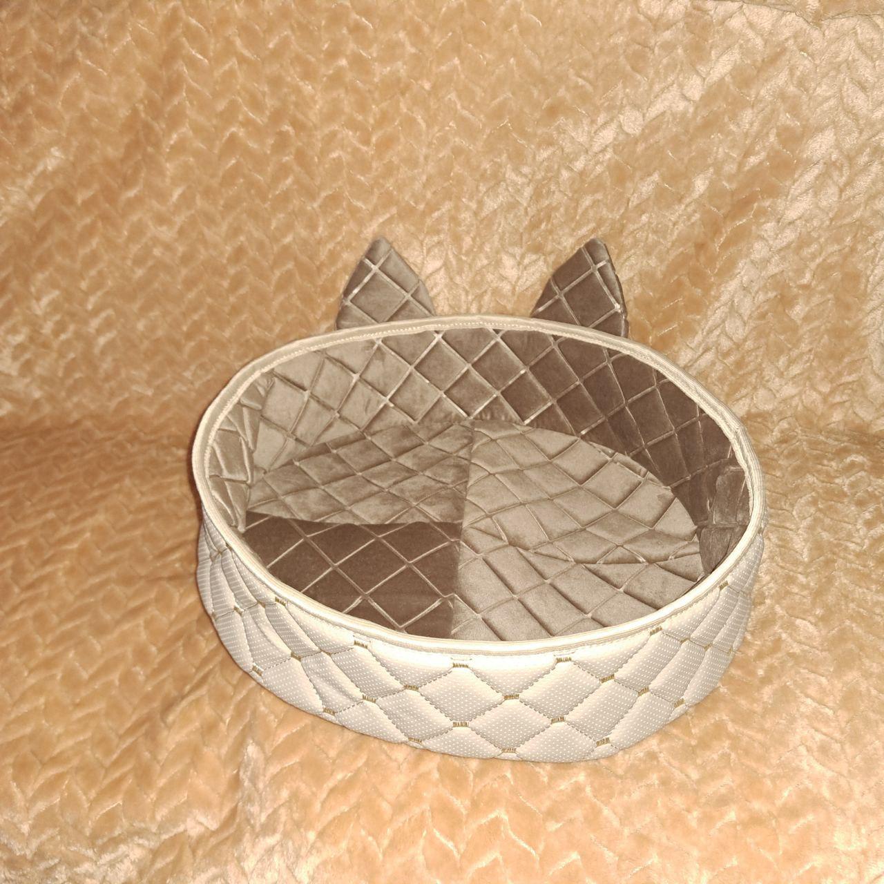 Лежак для кішок d 30 см Бежевий з коричневим