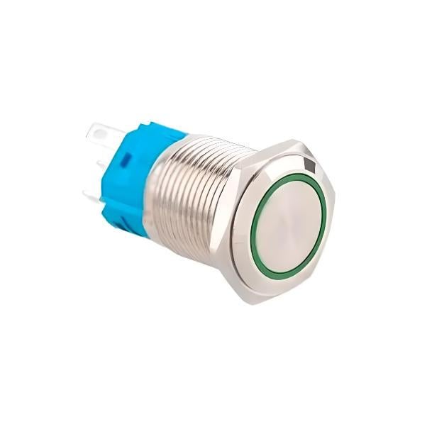 Кнопка универсальная 22K-P11DZ с фиксацией 5 pin 9-24V 22 мм Зеленый (7000007119)