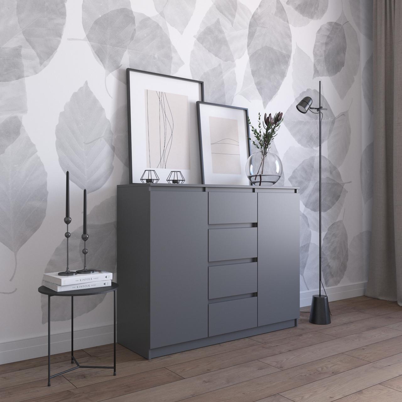 Комод з шухлядами та відділеннями з полицями Вайс R-11 120х40х98 см Антрацит (30302633) - фото 1 Комод з шухлядами та відділеннями з полицями Вайс R-11 120х40х98 см Антрацит (30302633) - фото 1