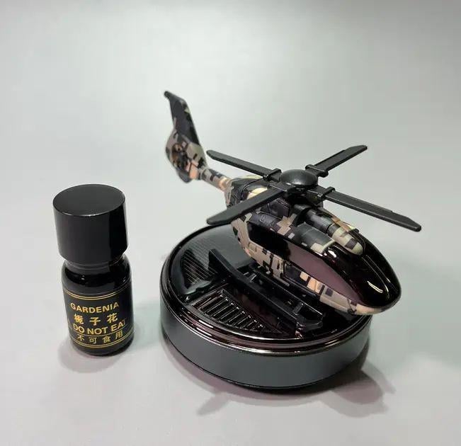 Ароматизатор автомобильный Вертолет на торпеду с раздуванием на солнечной панели с парфюмерией пластиковый