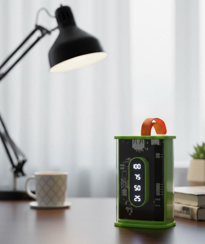 Повербанк з прозорими стінками та світлодіодним дисплеєм 10000 mAh Зелений (2104618812) - фото 8