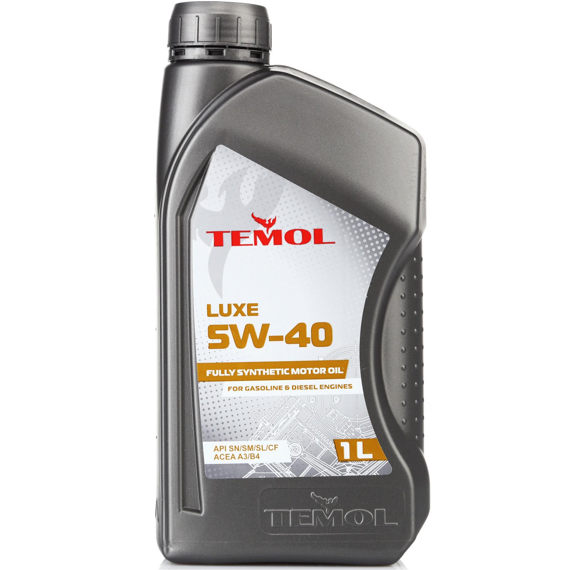 Моторне мастило для бензинових та дизельних двигунів Temol Luxe 5W-40 API SM/SN/SL/CF 1 л