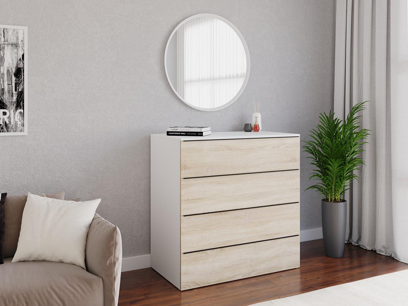 Комод на 4 ящика Moreli TX-04 Белый/Дуб Сонома (TX04WhiteConcrete)