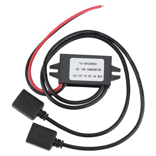 Автомобильный инвертор DC-DC 24/12-5В 3А 2xUSB скрытая проводка авто Black (424586)