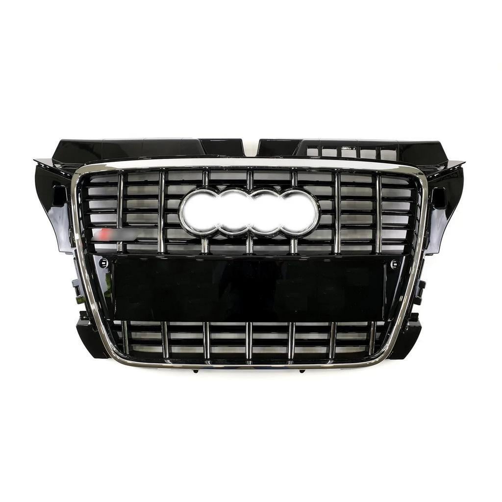 Передняя решетка S-style 2008-2012 черный с хромом GT Tuning для Audi A3 2003-2012 ABS Черный