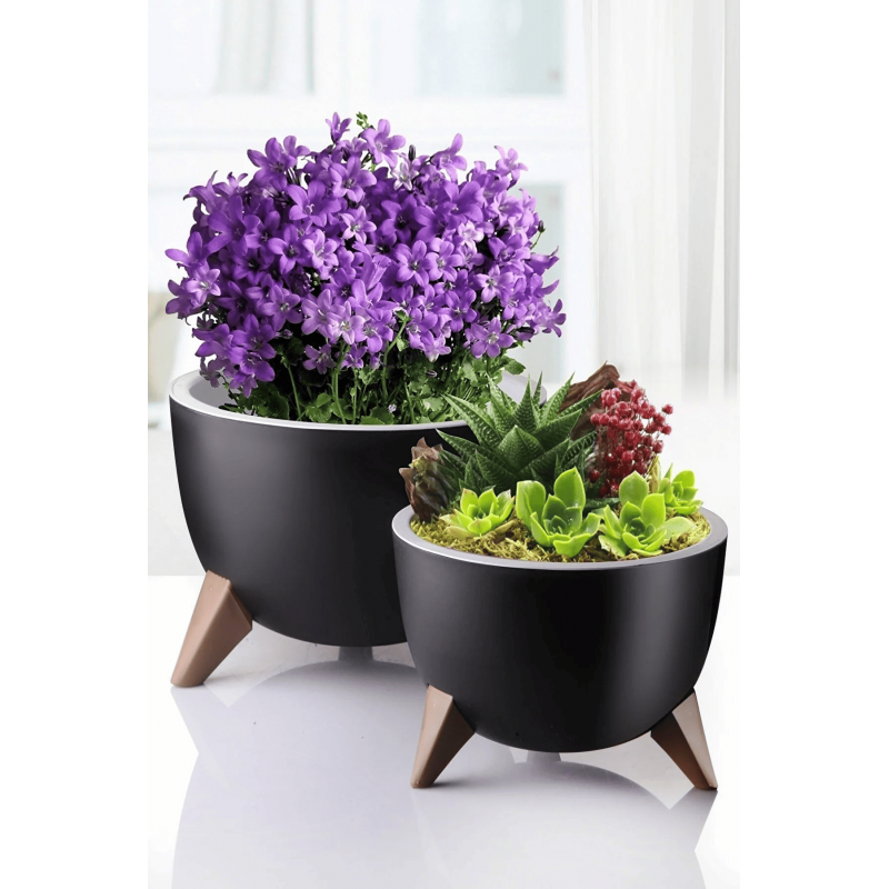 Горшок для цветов Serinova Ufo 10 л 2 шт. Черный - фото 6 Горшок для цветов Serinova Ufo 10 л 2 шт. Черный - фото 6