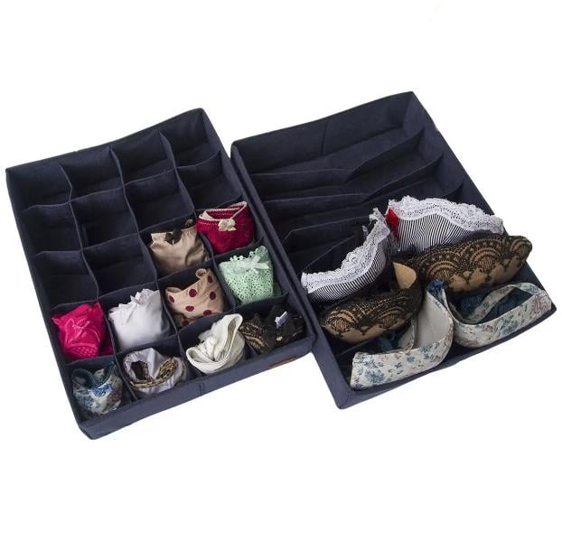 Набор текстильных органайзеров L OGR40 для носков и белья 35х28х8 см 2 шт. Синий (OGR40)