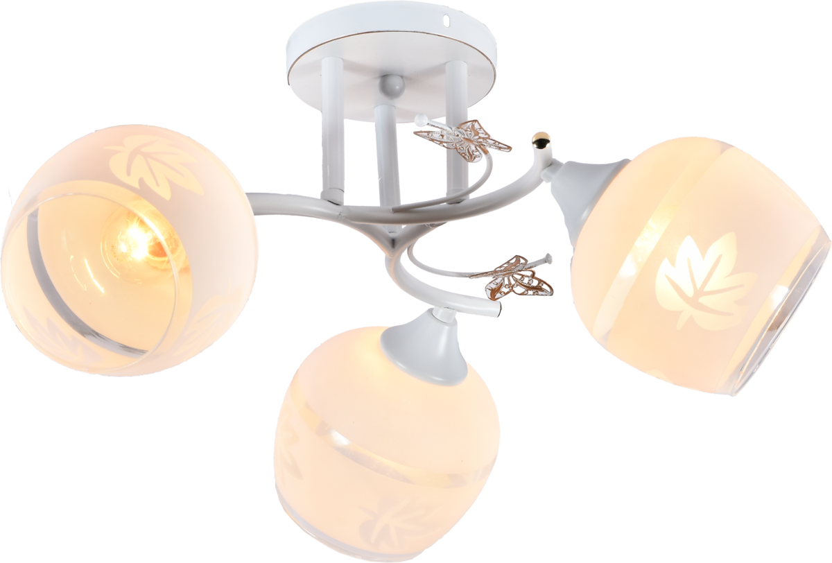 Люстра потолочная Light House SRS-20712/3 плафоны белые с узором Белый/Золотой