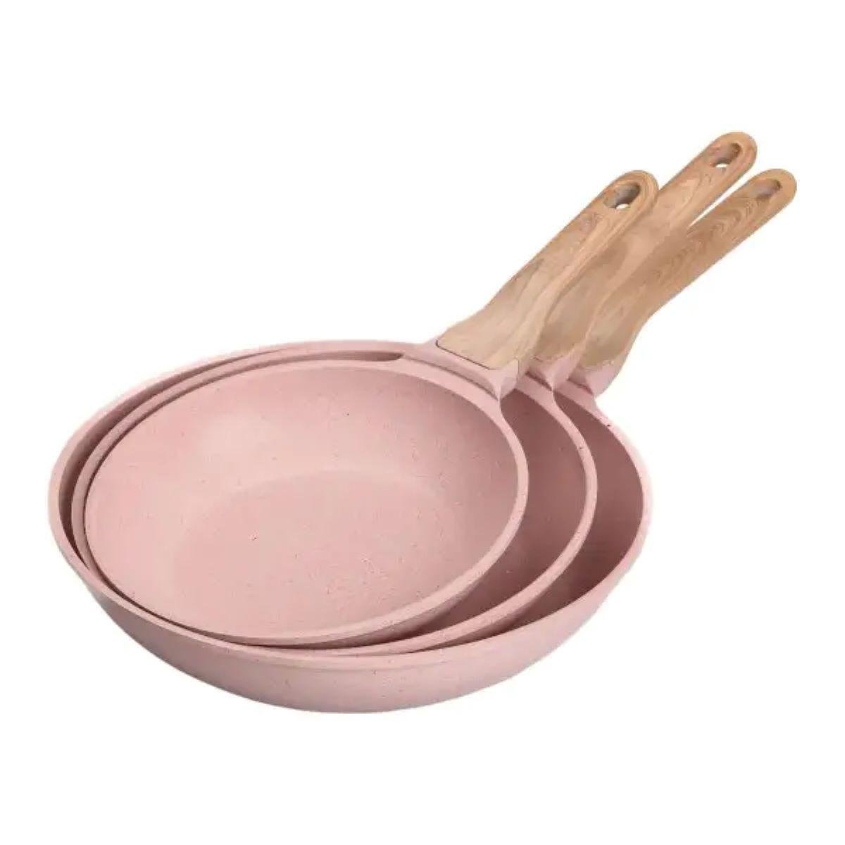 Набор MGC алюминиевых сковородок с толстым дном 3 шт.Розовый (5147)