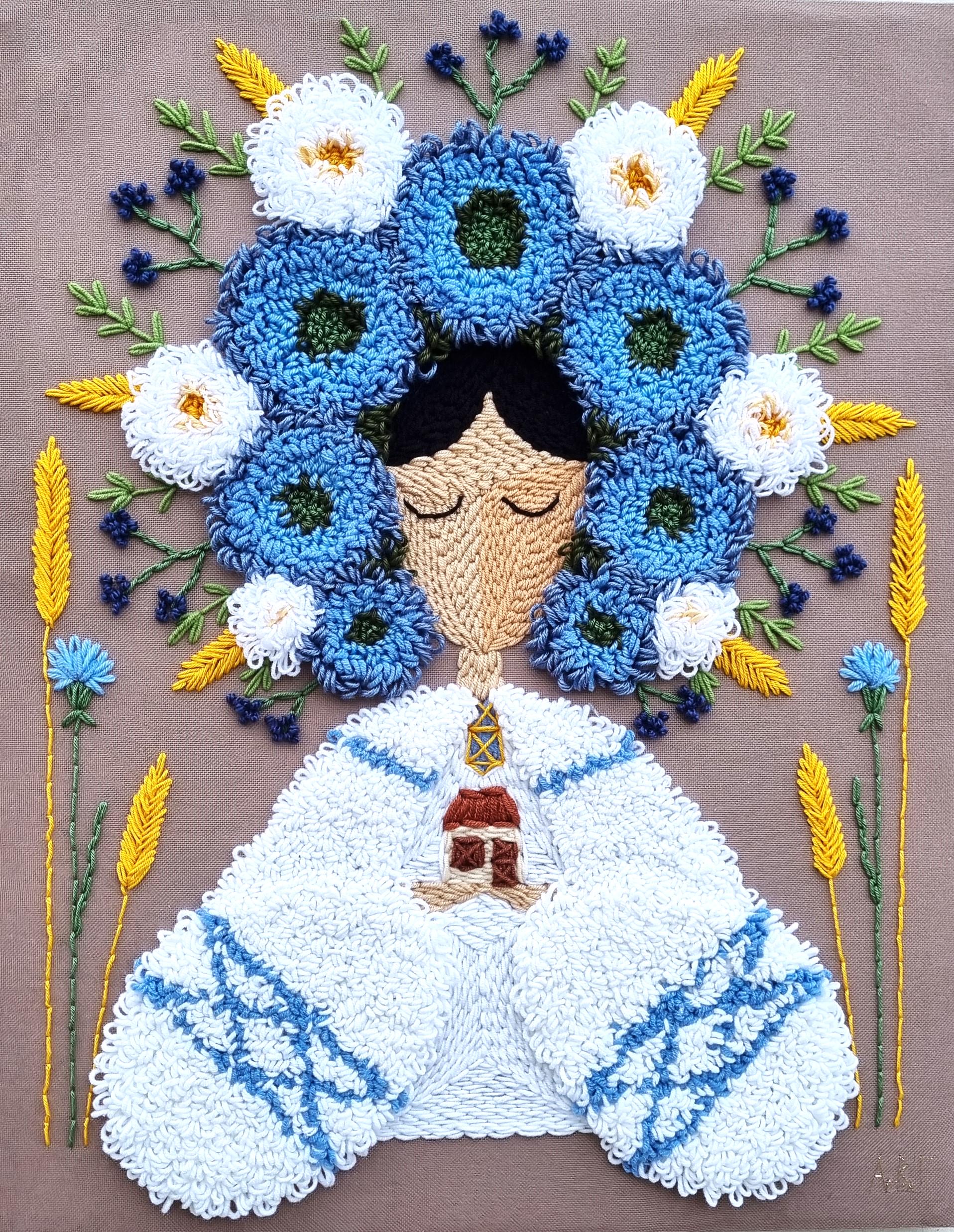 Картина ручной работы Берегиня ковровая вышивка 40х50 см Картина ручной работы Берегиня ковровая вышивка 40х50 см