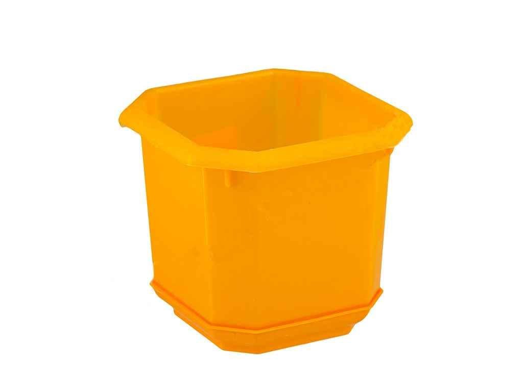 Горщик для квітів Консенсус 180х180 мм з підставкою восьмигранний Помаранчевий (634174)