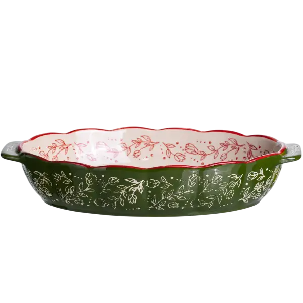 Форма для выпечки Vintage фарфоровая 1 л овальная Зеленый (147-107-HM05-02)
