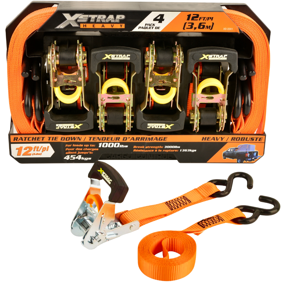 Набор стяжных ремней с храповым механизмом для крепления груза стропы с погрузкой 454 кг 4 шт. 27 мм х 36 м