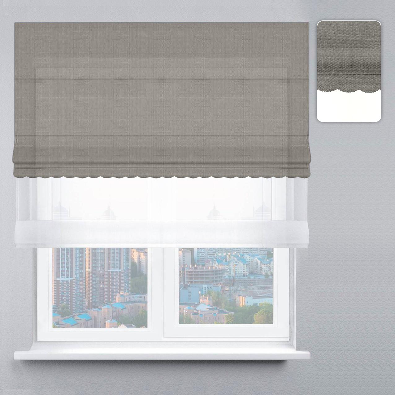 Римская штора велюр с цепочным карнизом с ажуром 170х170 см Белый/Серый