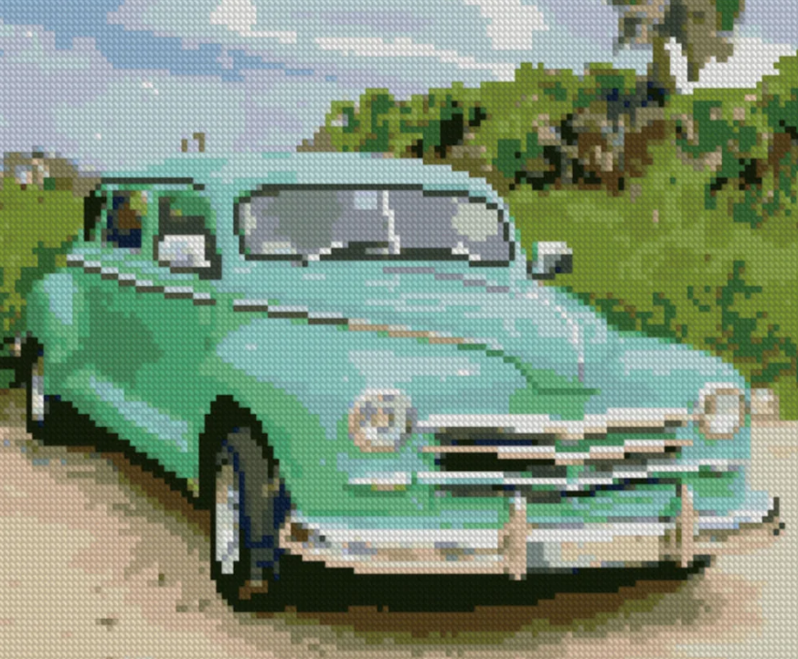 Алмазная мозаика Strateg Зеленый ретро-кар 30х40 см (HX069)