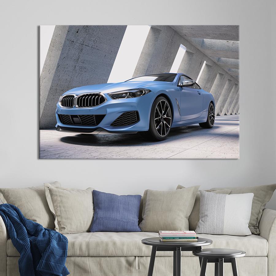 Картина на холсте Спорткар лазурного цвета 122x81 см (1295-1)