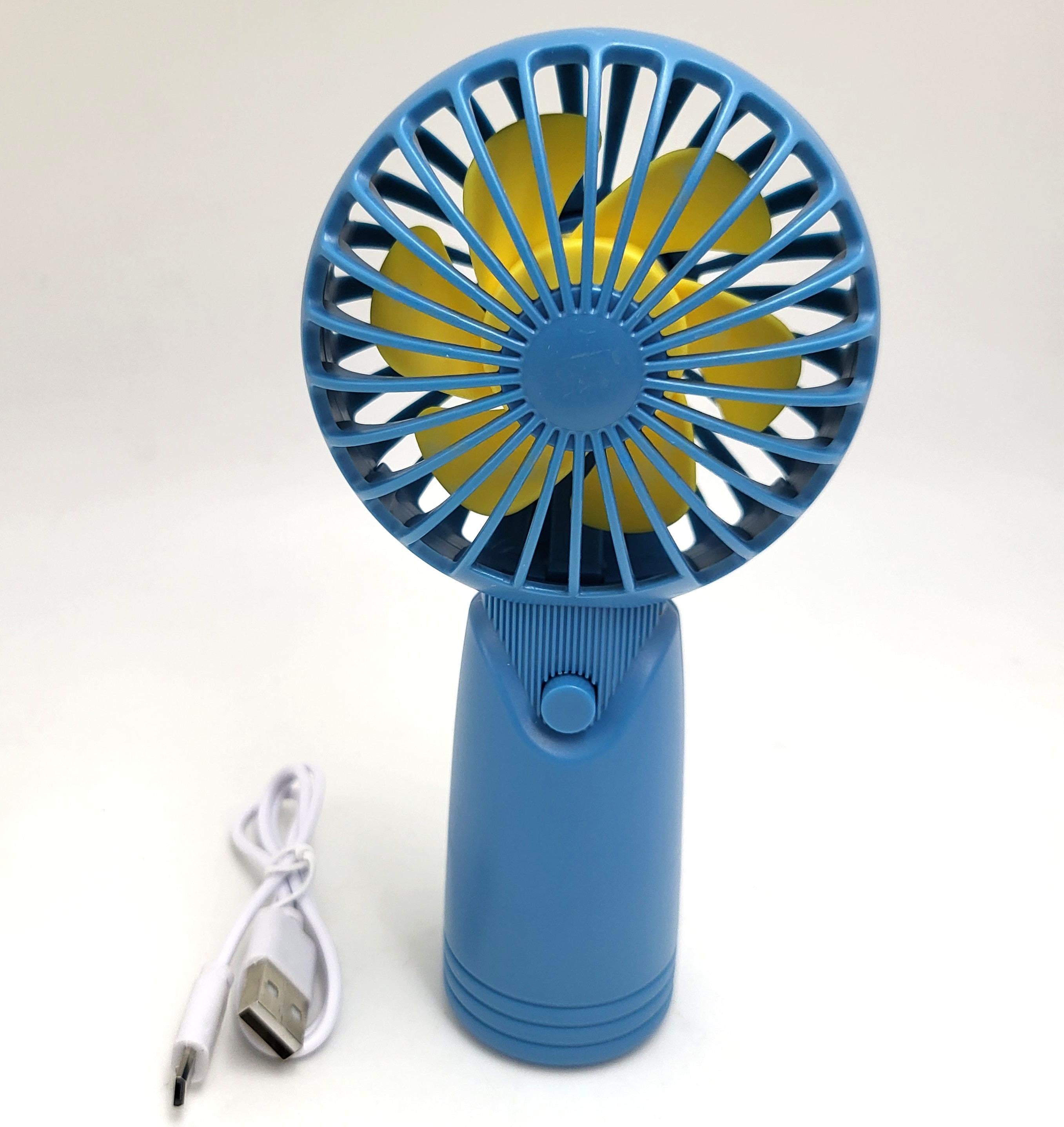 Вентилятор акумуляторний Handy Mini Fan з LED індикацією міні з ручкой USB 10 см Блакитний