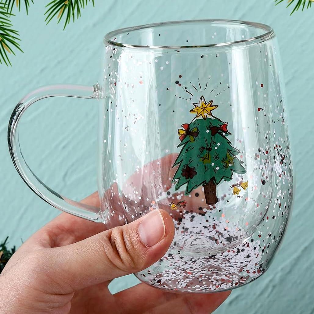 Чашка новогодняя с двойным дном Christmas tree Елка со звездой термостойкое стекло 350 мл (03-ялин-зірк-R32792) - фото 7 Чашка новогодняя с двойным дном Christmas tree Елка со звездой термостойкое стекло 350 мл (03-ялин-зірк-R32792) - фото 7