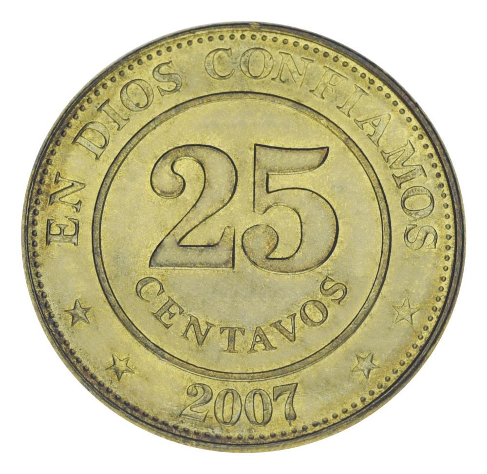 Коллекционная монета Никарагуа 25 сентаво 2007 F-VF (М20743)