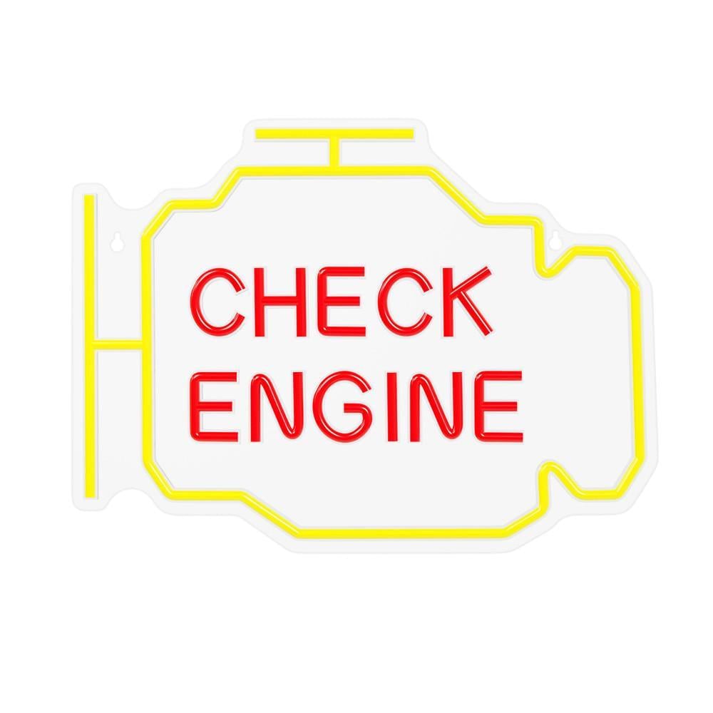 Неоновый светильник Check Engine желтый/красный свет USB 40x30 см
