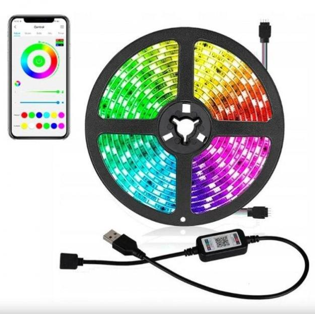 Світлодіодна стрічка LED RGB 5050 з Bluetooth водостійка від USB 2 м - фото 2