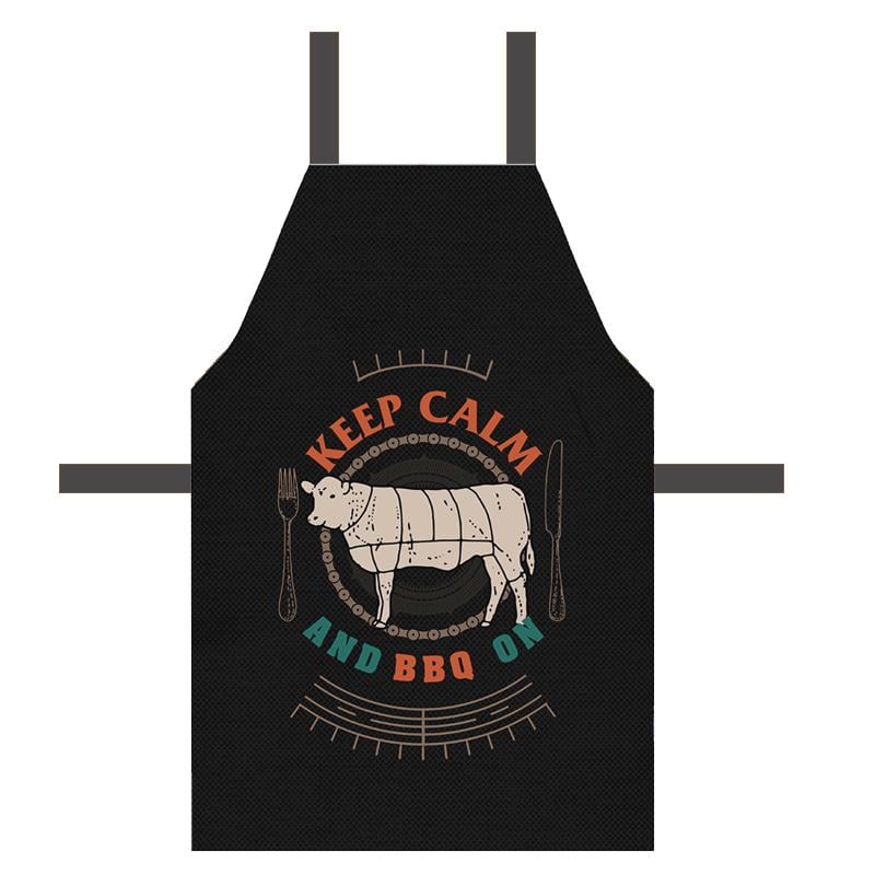 Фартук полноцветный Сolorful Keep calm and BBQ on 75х51 см Черный (FRTC_21M017)