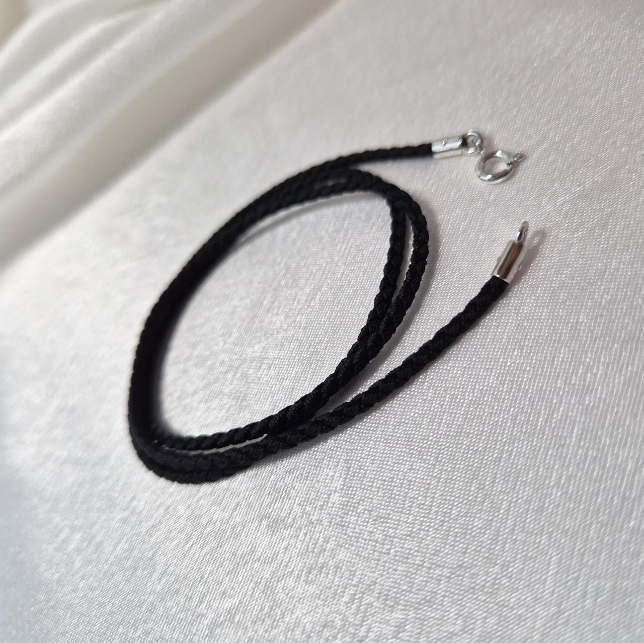 Шнурок на шею Плетеный серебро 925 пробы родированное толщина 1,8 мм 1,50 г 45 см (657цв)