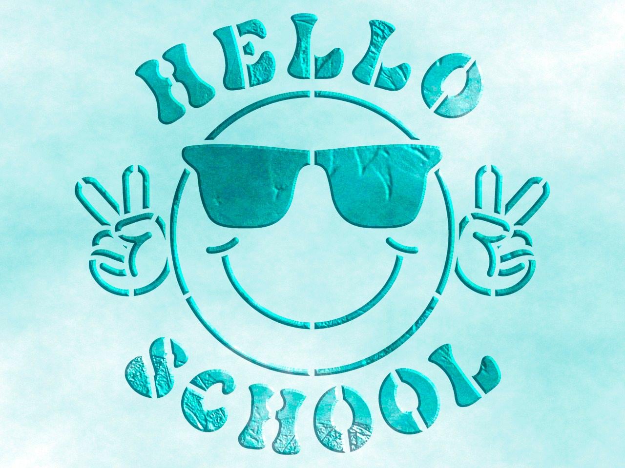 Трафарет DFA Hello School Смайлик Привет Школа многоразовый для краски и штукатурки 56x60 см толщина 0,3-1 мм (E00076-2)