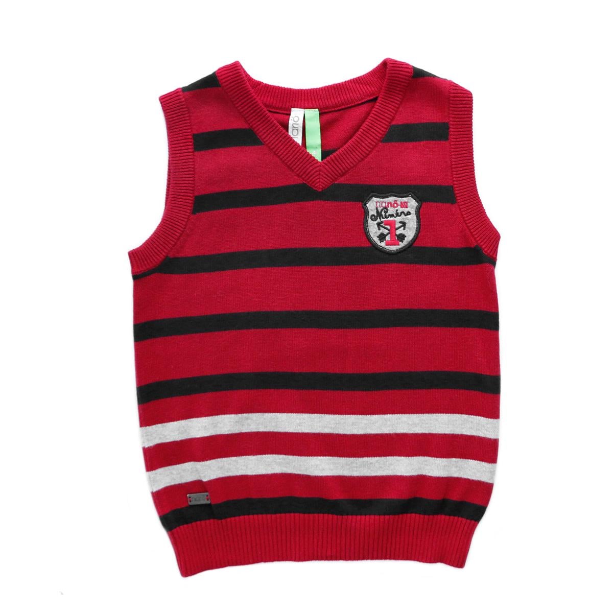 Жилет вязаный хлопковый для мальчика Nano F1401-04 в полоску 124-134 см Красный (F1401-04-7)