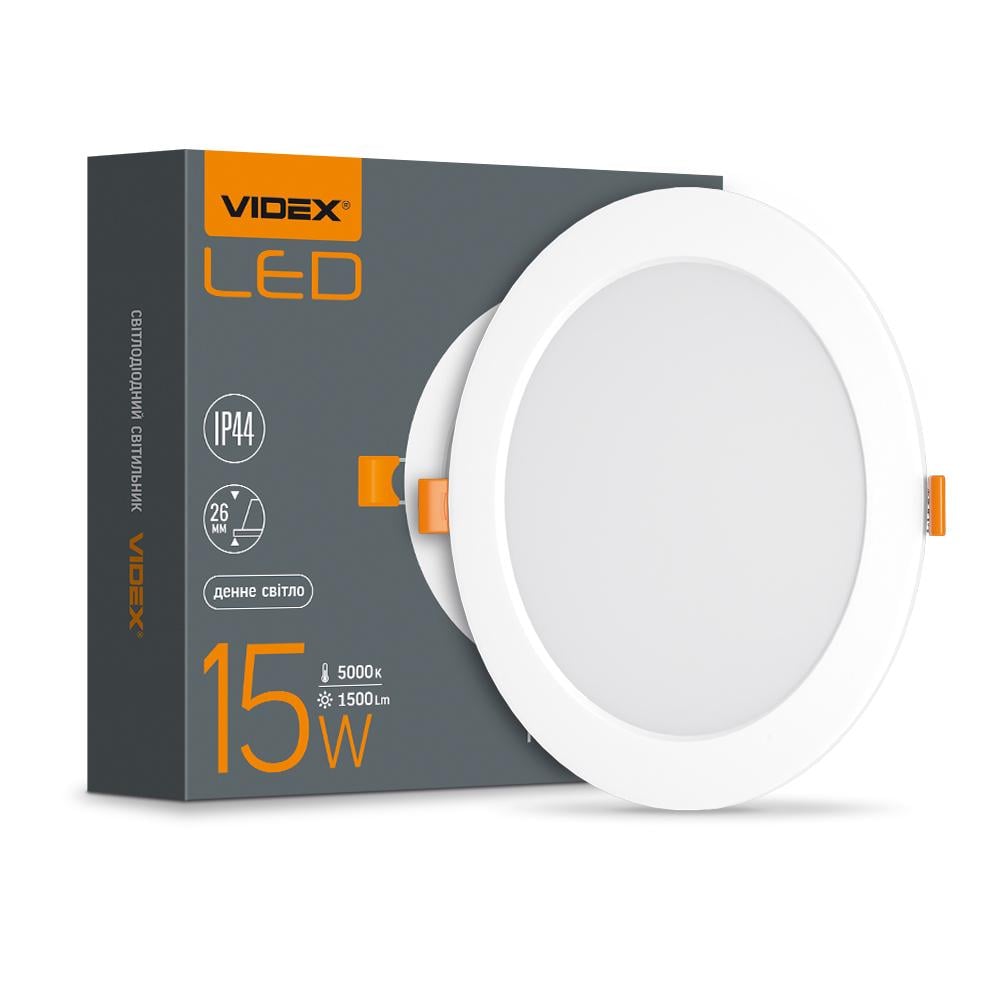 Світильник Videx LED Back 15W 5000K вбудований круглий