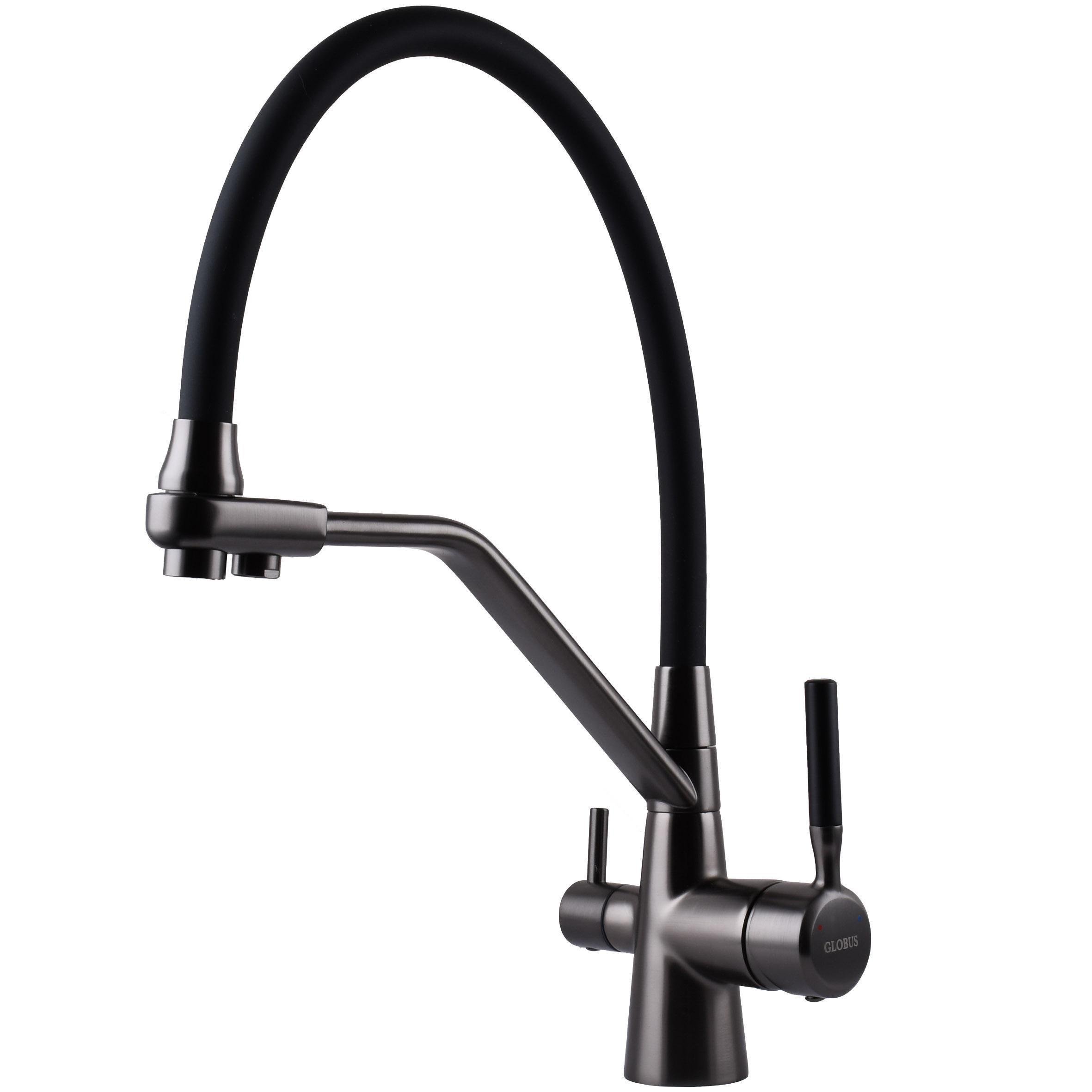 Смеситель для кухни на два выхода фильтр/вода GLux GLLR-0800-11-01 Графит/Черный (26521)