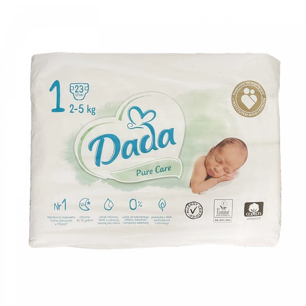 Подгузники детские Dada Pure Care 1 2-5 кг 23 шт. (72678242)