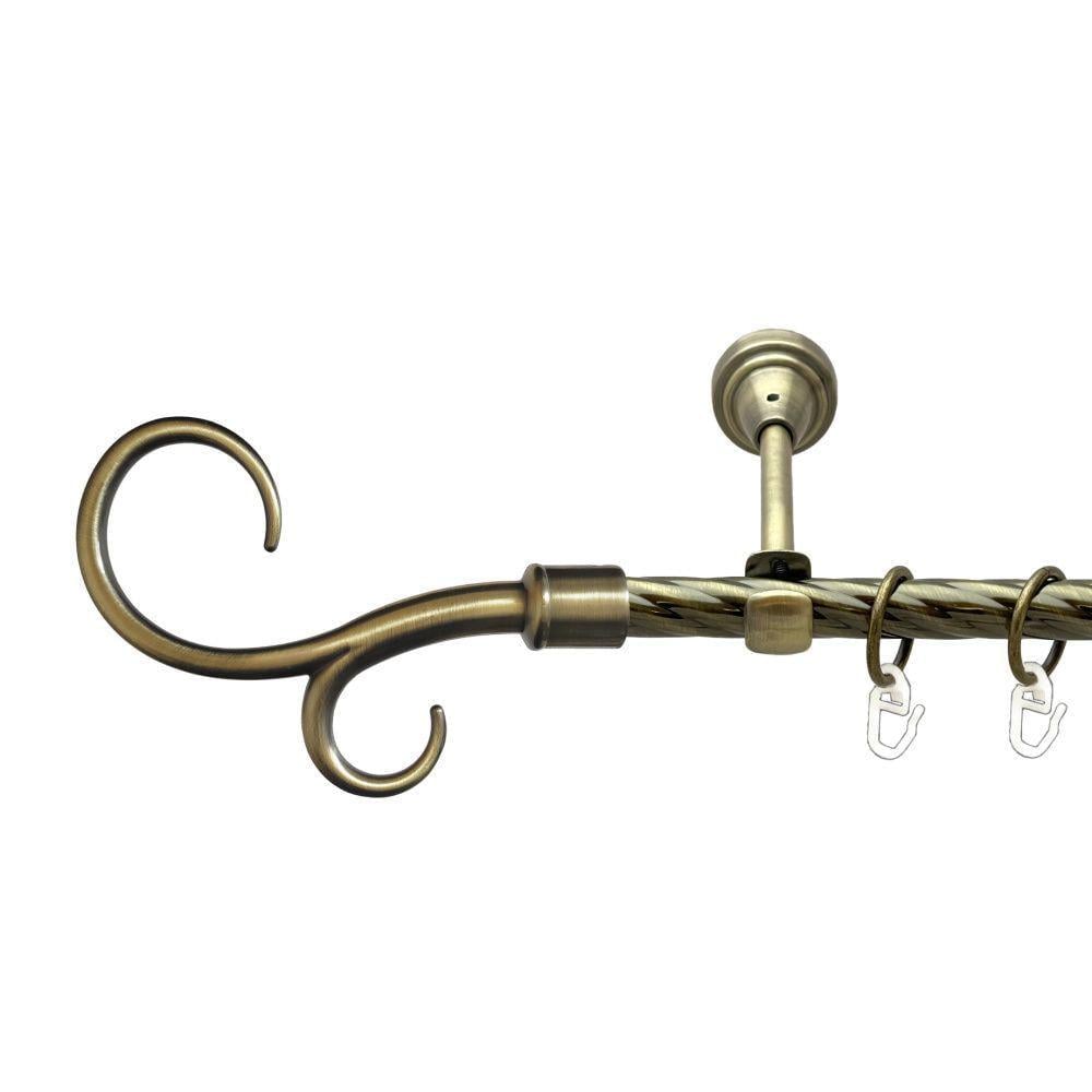 Карниз металлический Orvit Крюк Двойной однорядный открытый/скрученная труба/кольцо металлическое Антик 16 мм 300 см (00-00022304)