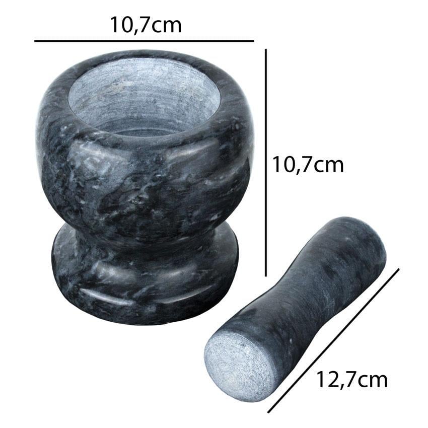 Ступка с пестиком мрамор 110x110x155 мм Черный (10280) - фото 2