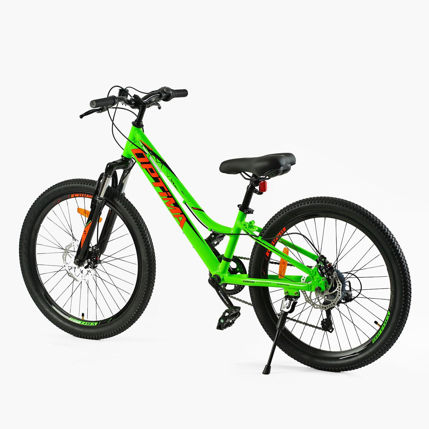 Велосипед горный Corso Optima 24" подростковый алюминиевый Салатовый - фото 3
