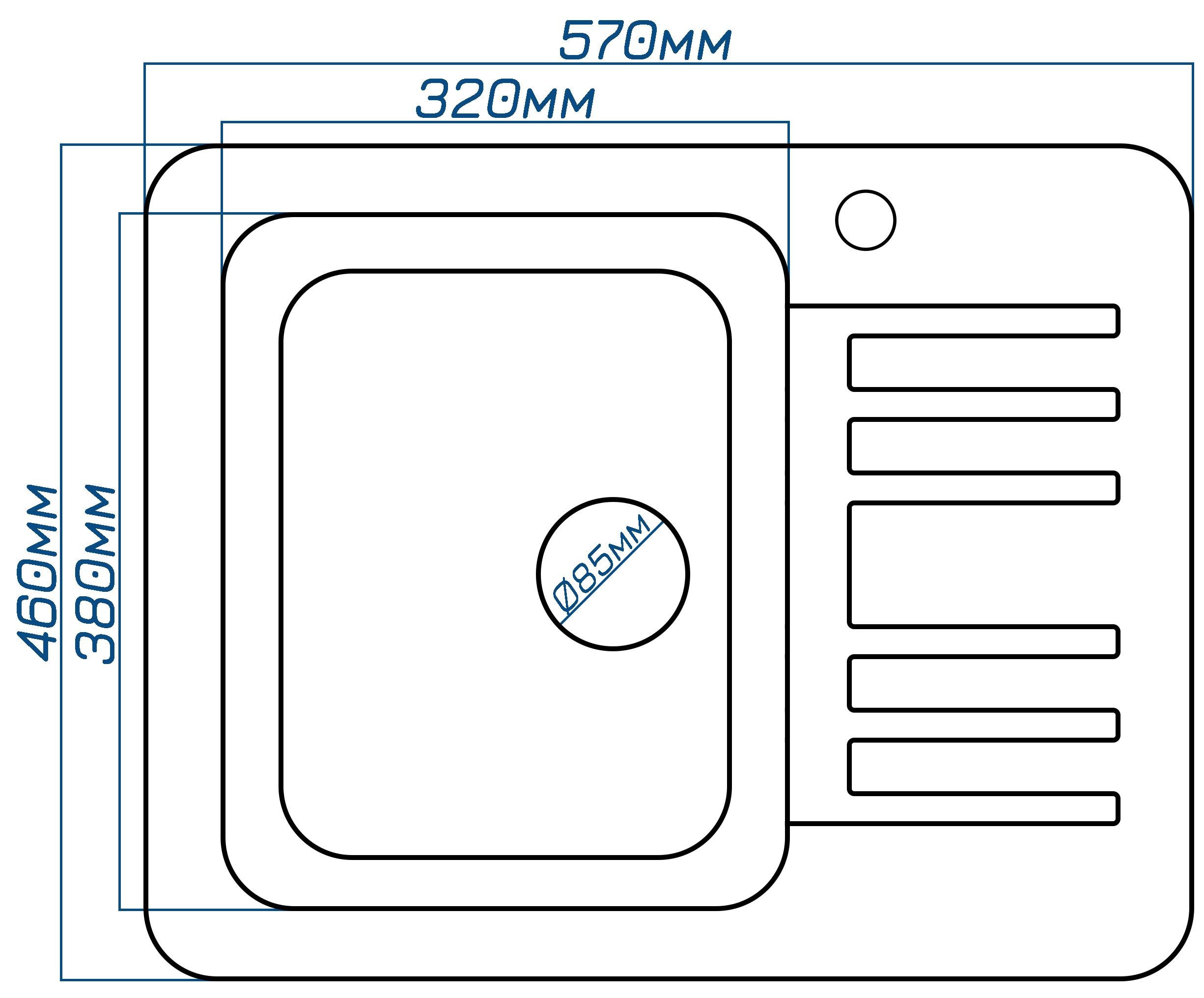 Мойка кухонная EcoLine EL9R 570х460 мм Терра - фото 3