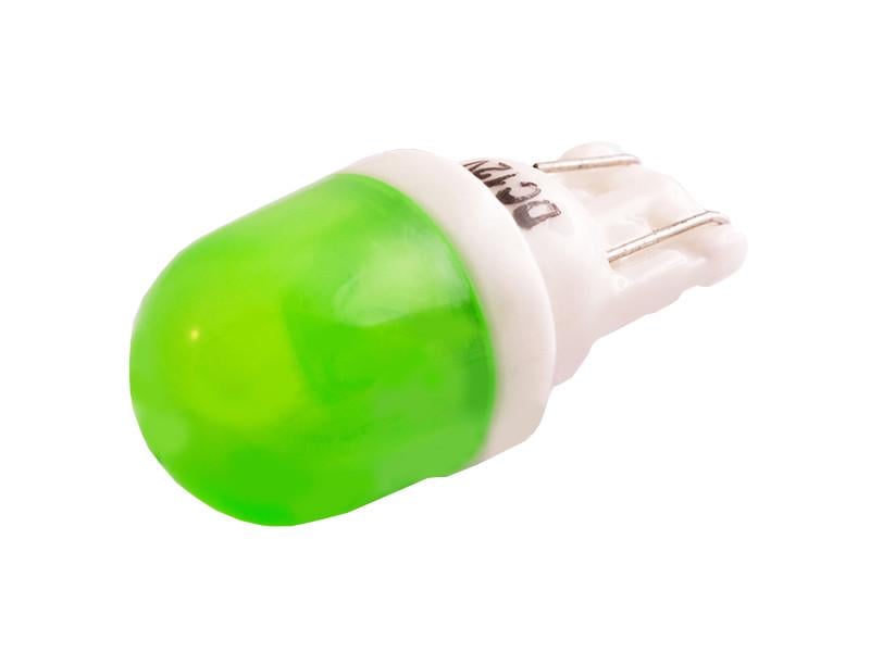 Автолампа светодиодная в колбе T10 W5W керамика 12 В SMD5630-2led Зеленый (2393)