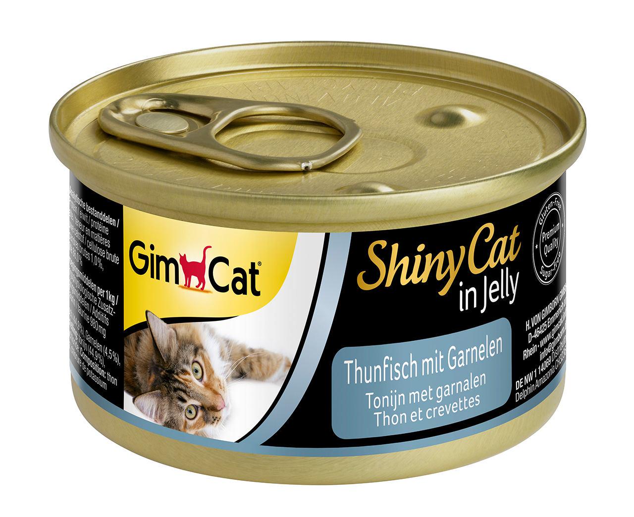 Корм вологий GimCat Shiny Cat для кішок з тунцем і креветками 70 г (4002064413099)