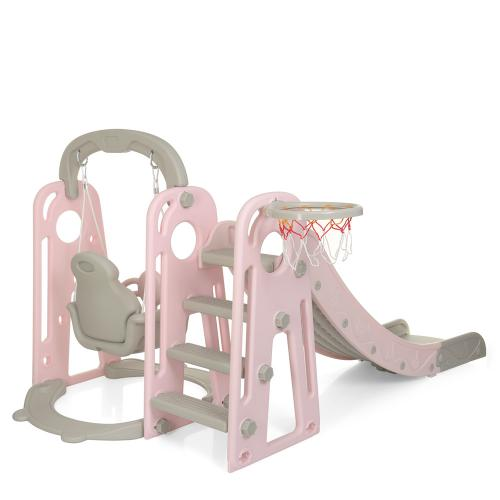 Горка-качалка детская BAMBI YG2020-1-8 153-195-113 см Серо-розовый (YG2020-1-8/108,12)