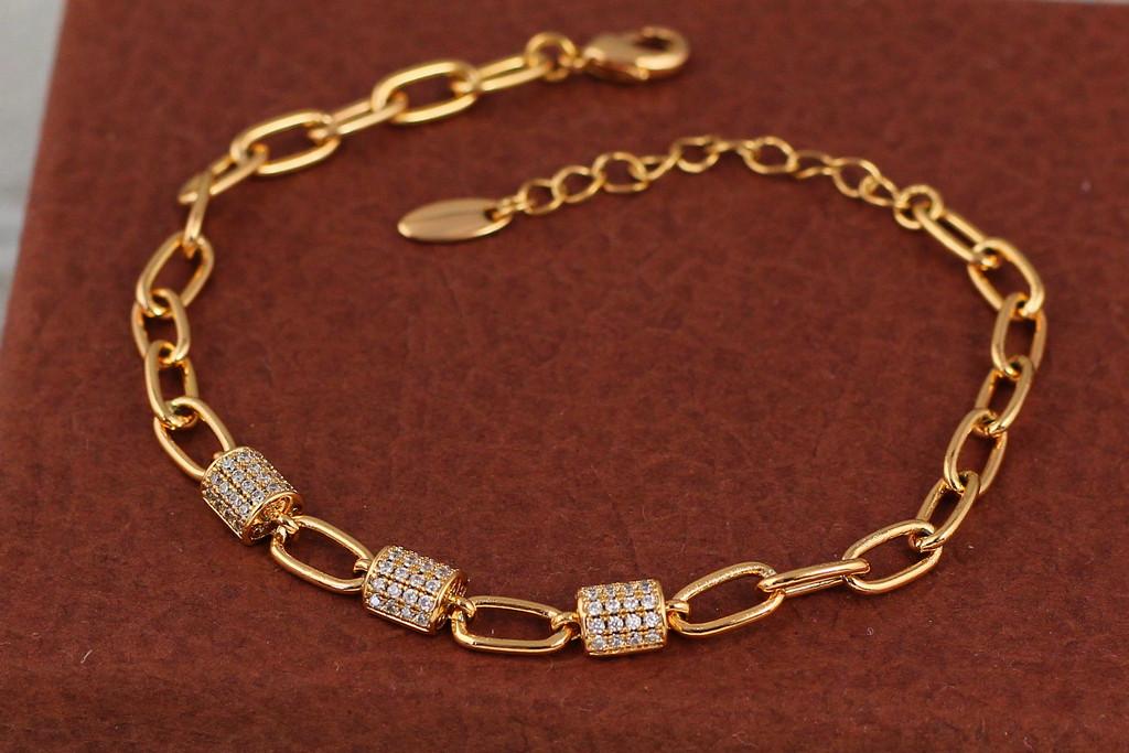 Браслет Xuping Jewelry три качалочки на цепочке 5 мм 16,5 см Золистый (1699306404)