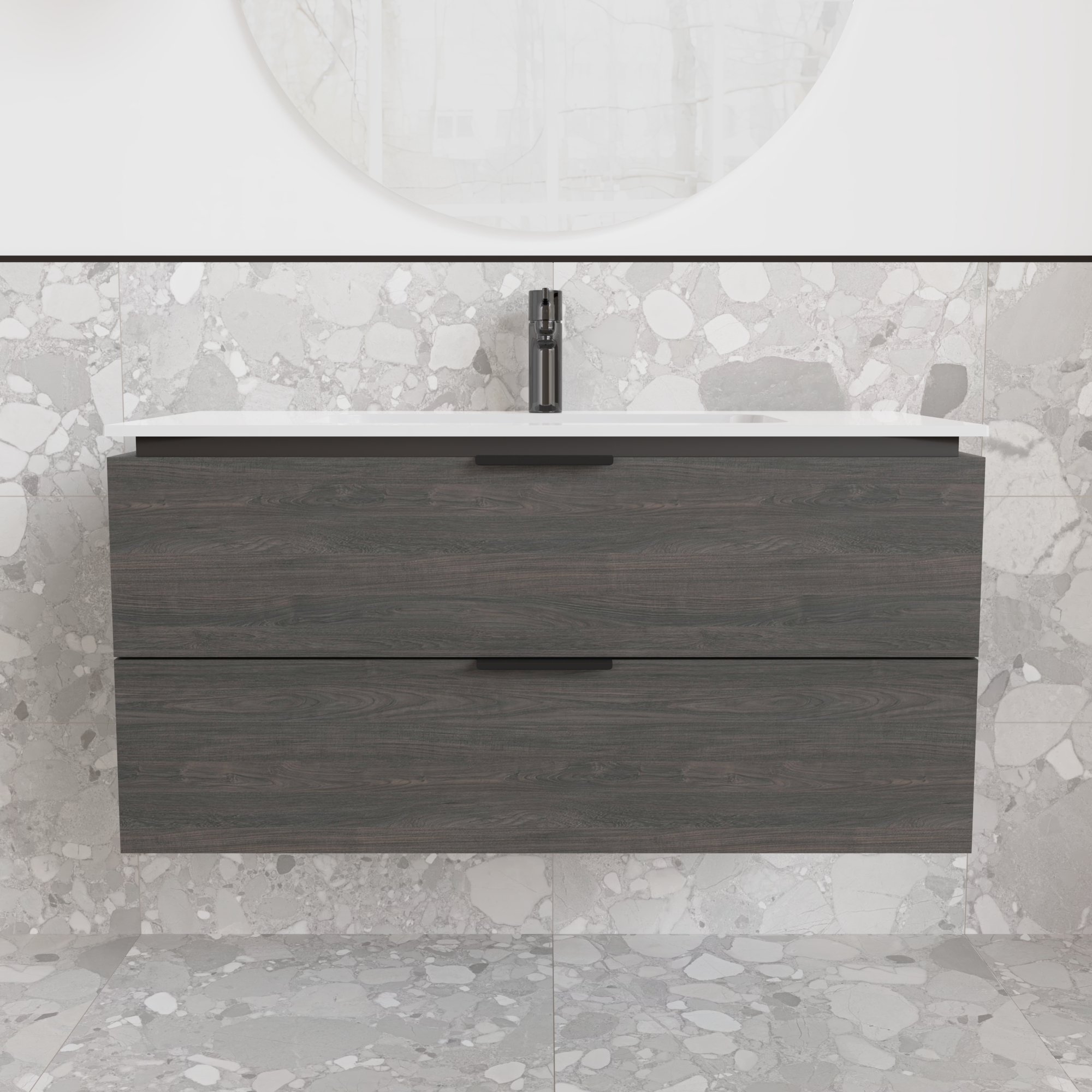 Тумба подвесная с раковиной MVK Vostok Icon 100 В2 1000х450х530 мм Морское дерево Карбон (p2100kb)