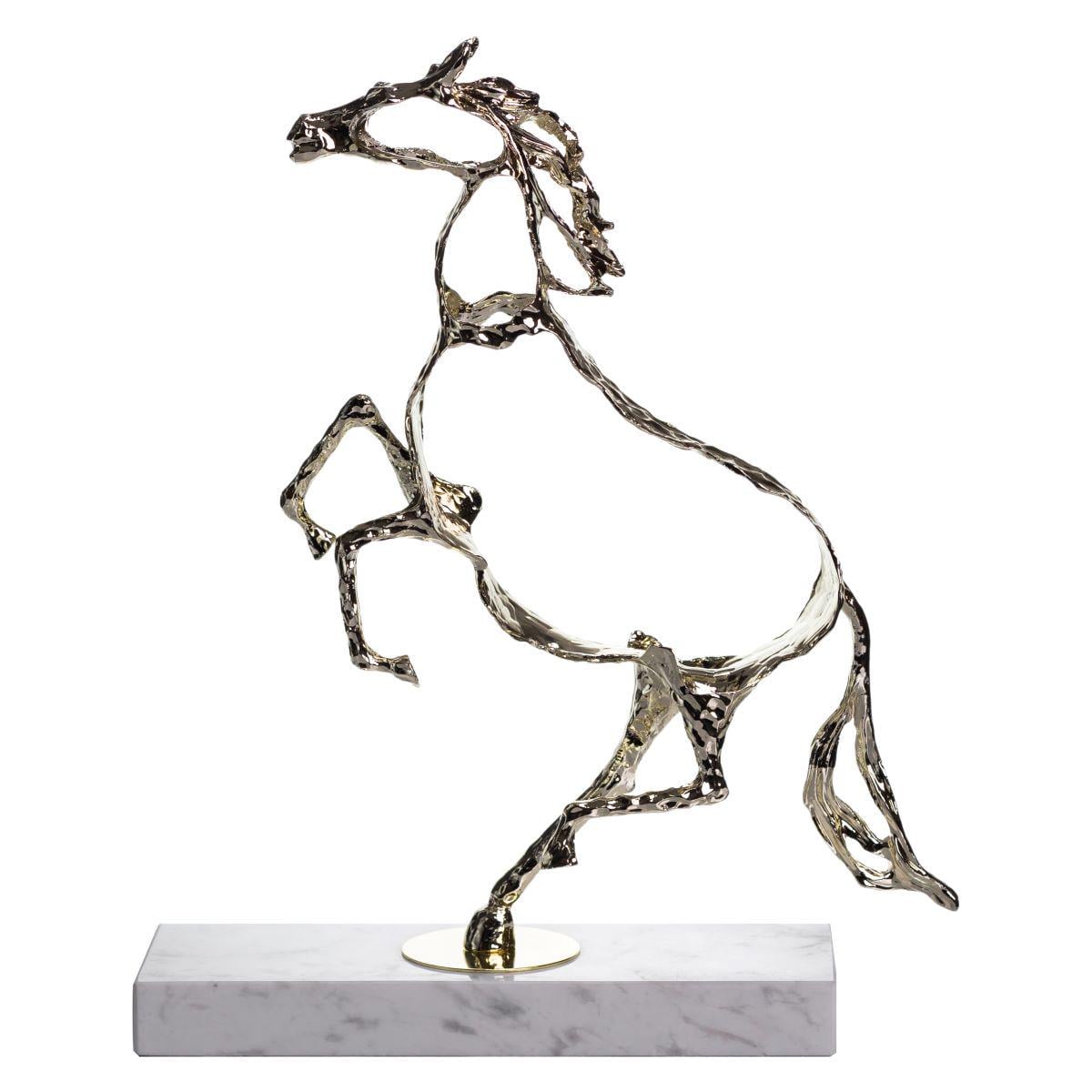 Декоративная фигурка YIWU Horse 28х8,5х34 см металлическая Серебристый (147-102-HP-7-8)