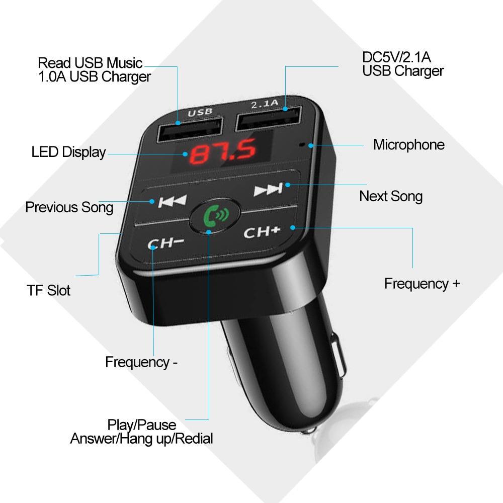 FM-трансмітер автомобільний Bluetooth USB USB MP3-плеєр з гучним зв'язком - фото 2