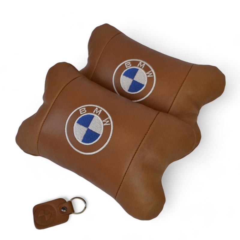 Подушка автомобильная BMW 7520 на подголовник кожа 2шт. Brown (36226879)