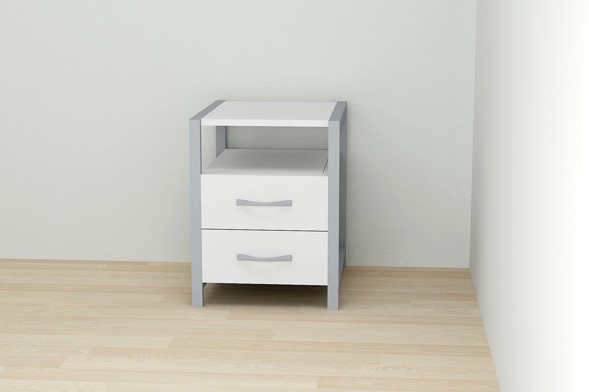 Тумба универсальная Ferrum-decor Вивьен 2/2 ДСП 16 мм 50x41x40 см Серый/Белый (FRD-104166)