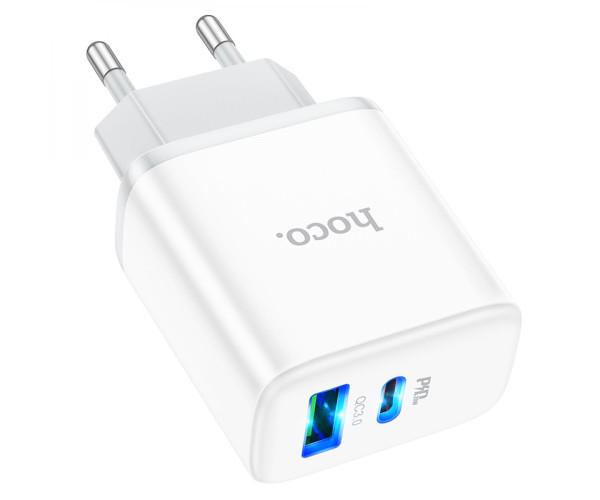 Сетевое зарядное устройство Hoco C105A Stage Dual port Type-C PD 20 W USB QC3,0 White Сетевое зарядное устройство Hoco C105A Stage Dual port Type-C PD 20 W USB QC3,0 White