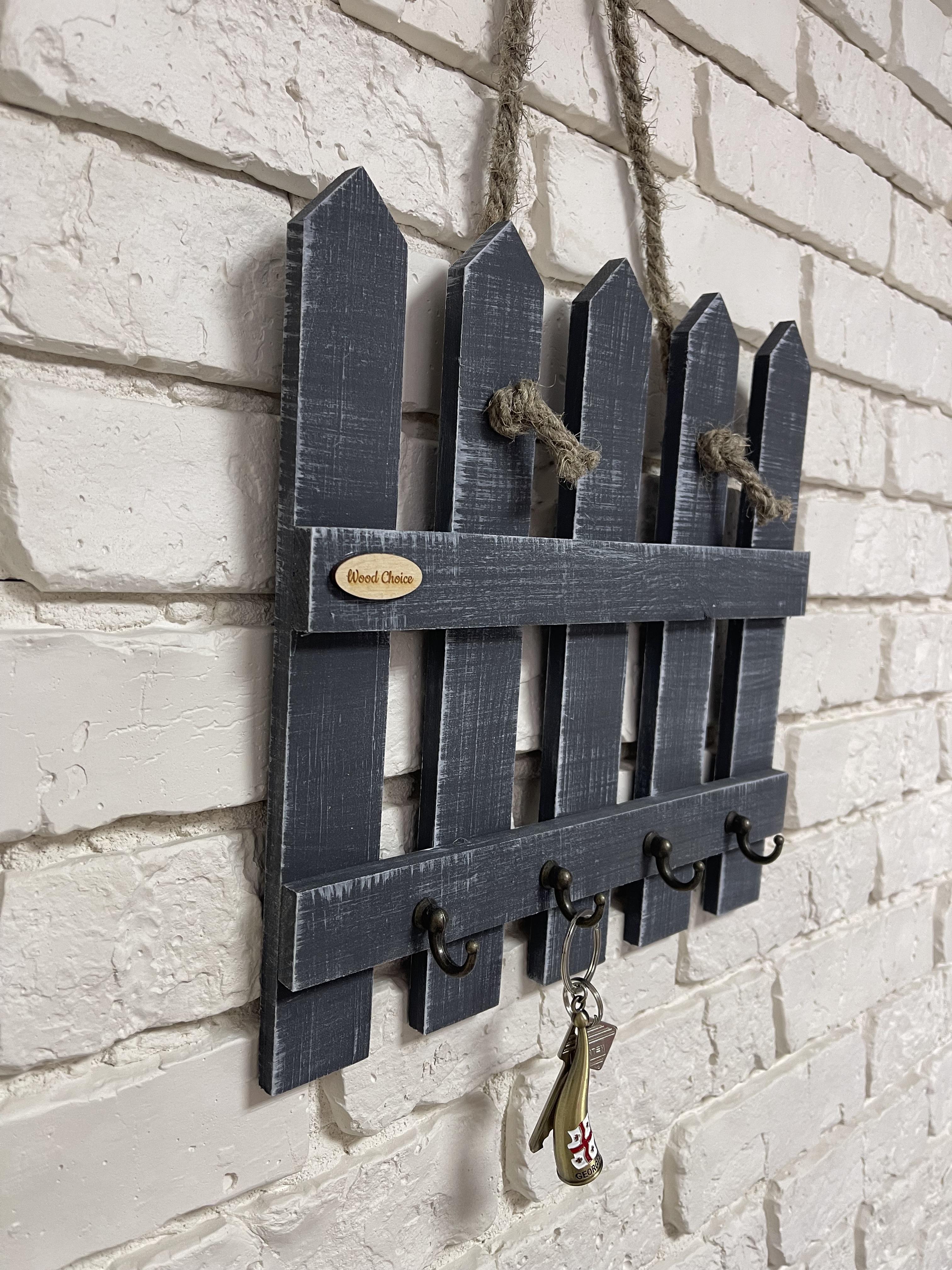 Ключница настенная из дерева 30х30 Серо-белый (75) - фото 2 Ключница настенная из дерева 30х30 Серо-белый (75) - фото 2